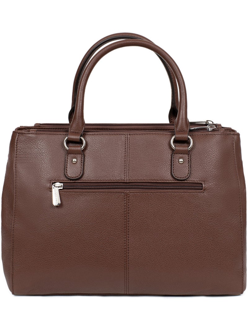 Sac porté main 2 poignées  a4  cuir confort hexagona Marron chocolat - Kiabi