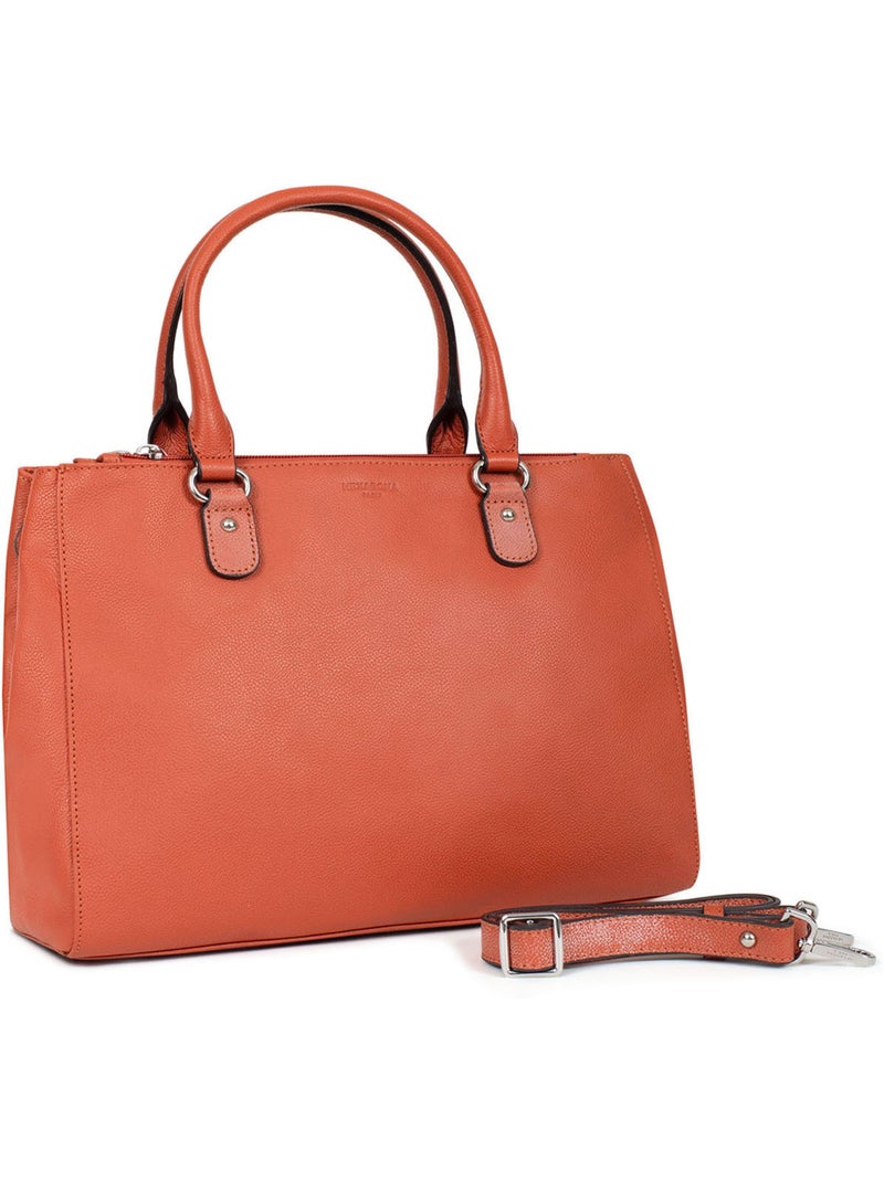 Sac porté main 2 poignées  a4  cuir confort hexagona Orange - Kiabi