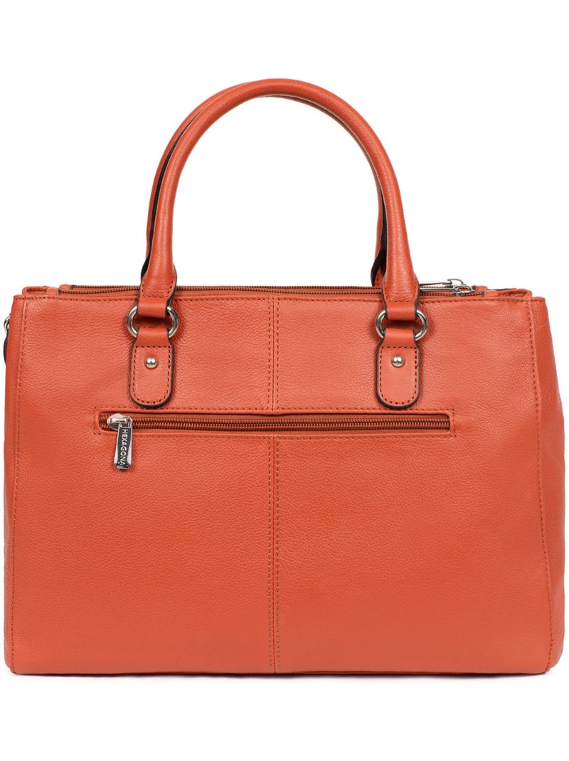 Sac porté main 2 poignées  a4  cuir confort hexagona Orange - Kiabi