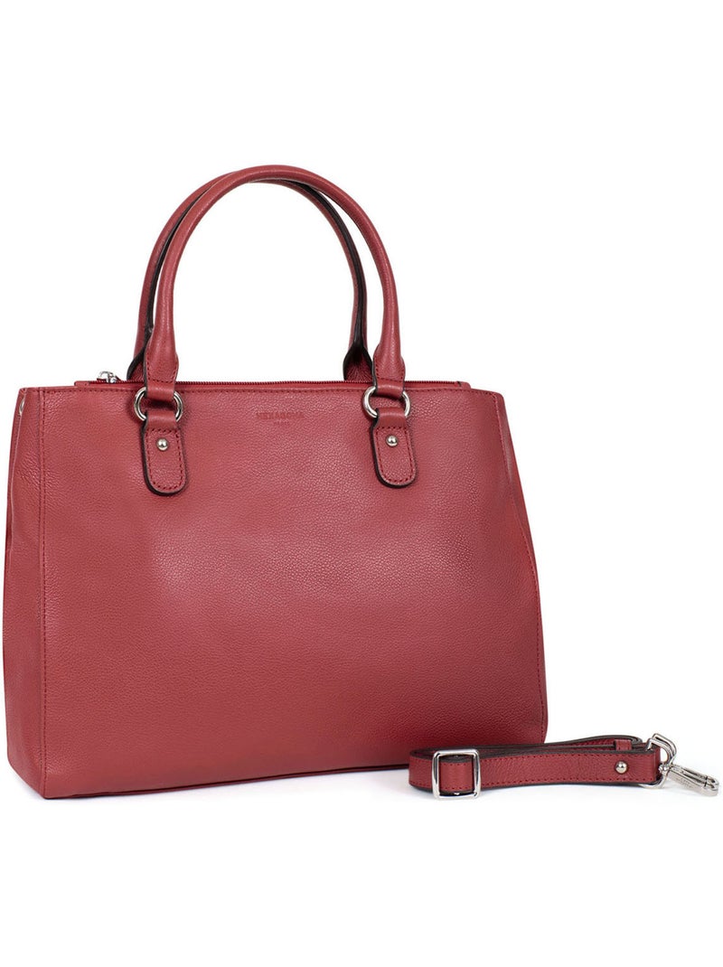 Sac porté main 2 poignées  a4  cuir confort hexagona Rouge foncé - Kiabi