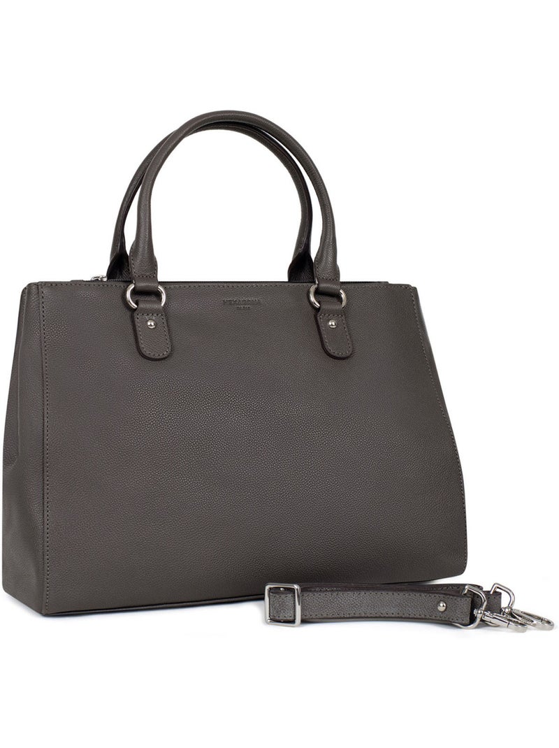 Sac porté main 2 poignées  a4  cuir confort hexagona Taupe - Kiabi