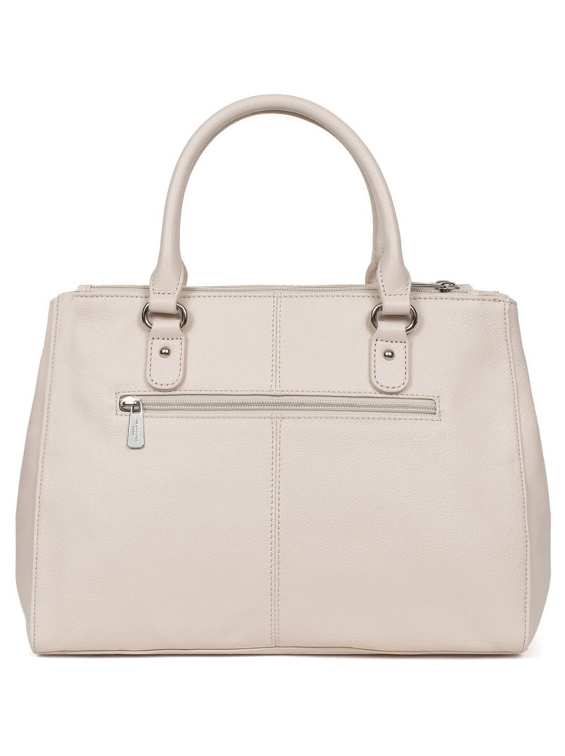 Sac porté main 2 poignées  A4  Cuir CONFORT Ivoire - Kiabi