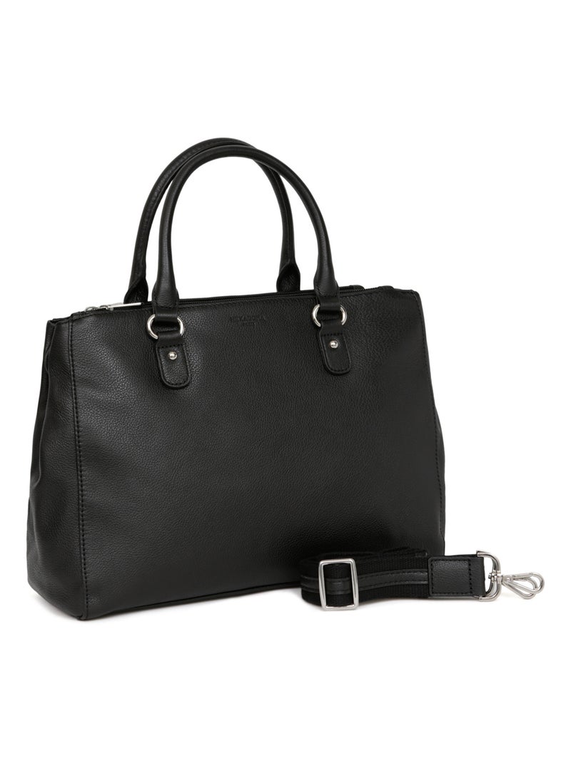 Sac porté main 2 poignées  A4  Cuir CONFORT Noir - Kiabi