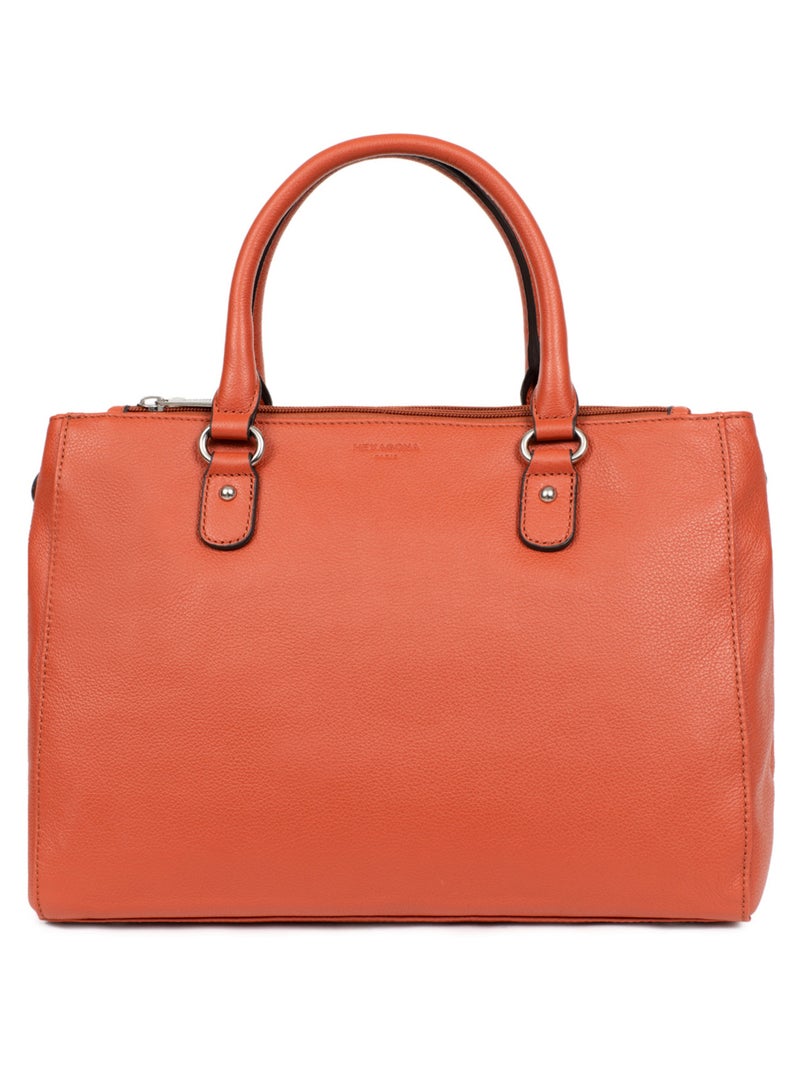 Sac porté main 2 poignées  A4  Cuir CONFORT Orange - Kiabi