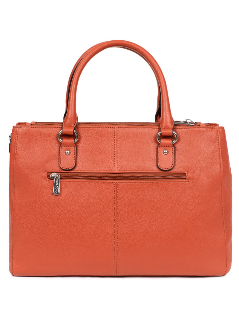 Sac porté main 2 poignées  A4  Cuir CONFORT Orange - Kiabi