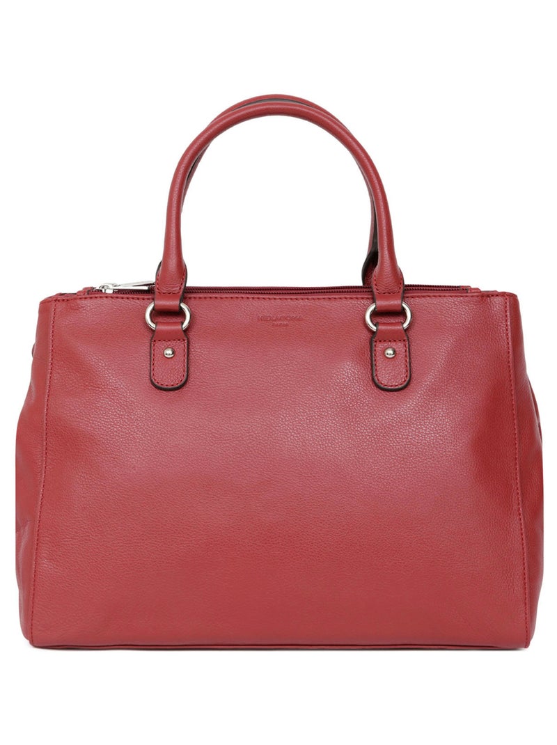 Sac porté main 2 poignées  A4  Cuir CONFORT Rouge foncé - Kiabi