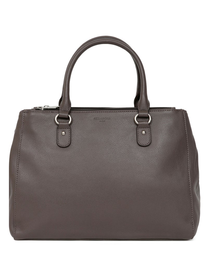 Sac porté main 2 poignées  A4  Cuir CONFORT Taupe - Kiabi