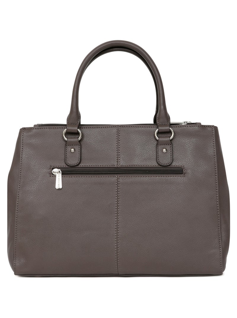 Sac porté main 2 poignées  A4  Cuir CONFORT Taupe - Kiabi