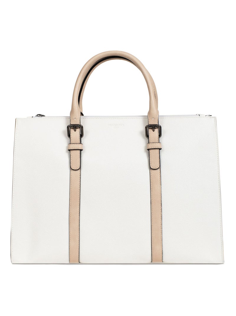 Sac porté main 2 poignées  A4 GRACIEUSE Blanc Beige - Kiabi