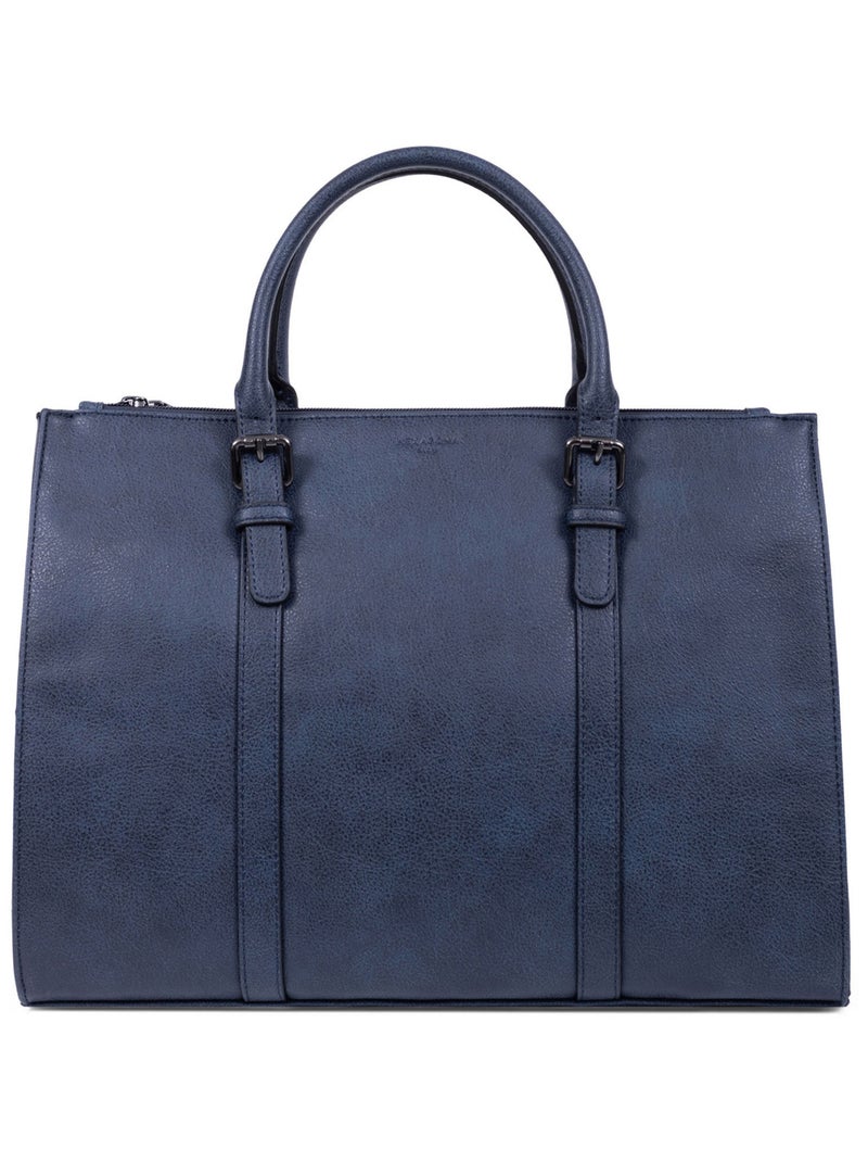 Sac porté main 2 poignées  A4 GRACIEUSE Bleu nuit - Kiabi