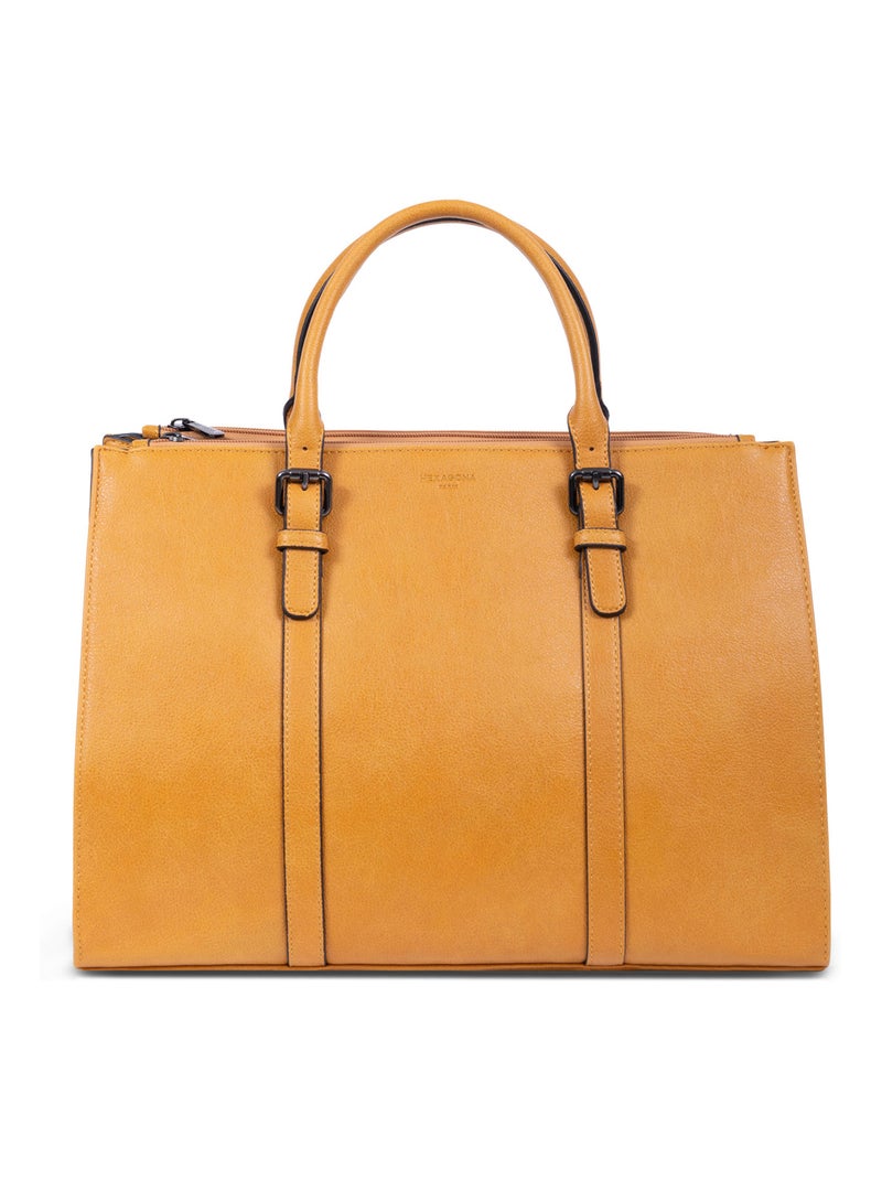 Sac porté main 2 poignées  A4 GRACIEUSE Jaune moutarde - Kiabi