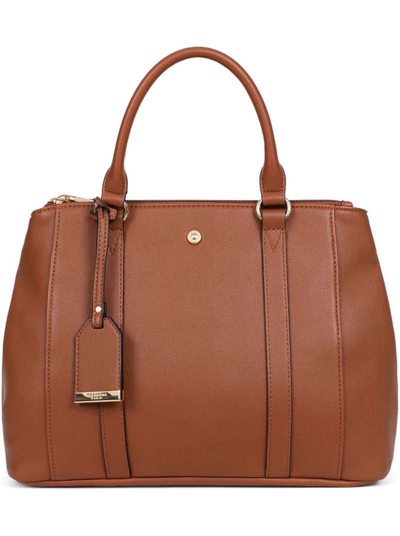 Sac porté main 2 poignées Ambre Cognac - Kiabi