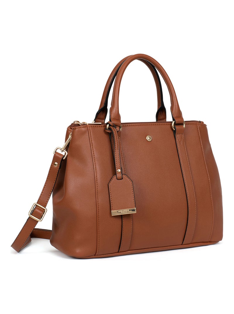 Sac porté main 2 poignées Ambre Cognac - Kiabi