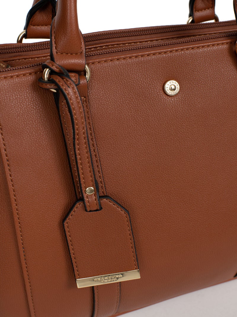 Sac porté main 2 poignées Ambre Cognac - Kiabi