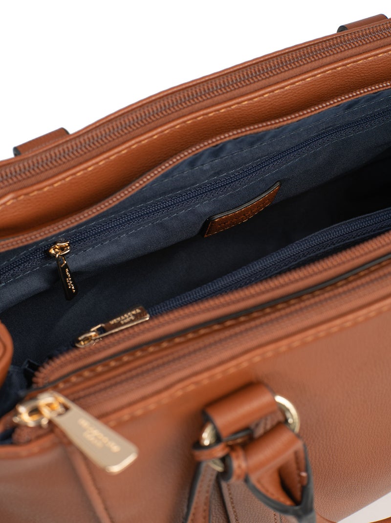 Sac porté main 2 poignées Ambre Cognac - Kiabi