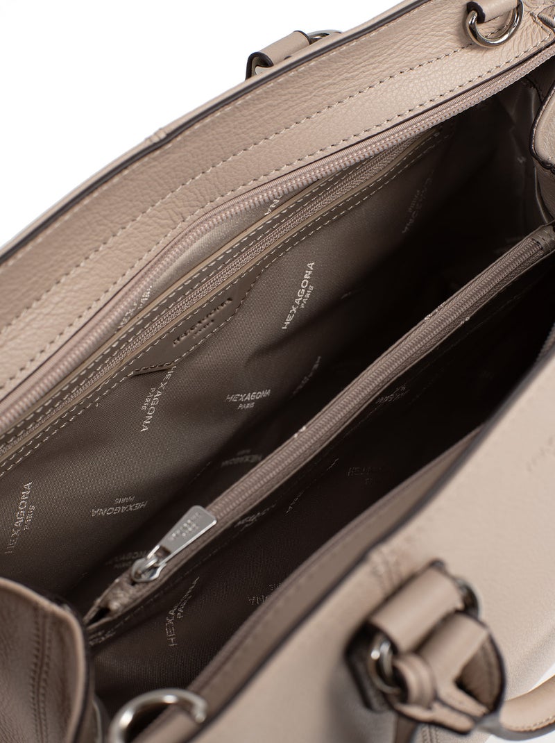 Sac porté main 2 poignées  Cuir CONFORT Beige - Kiabi