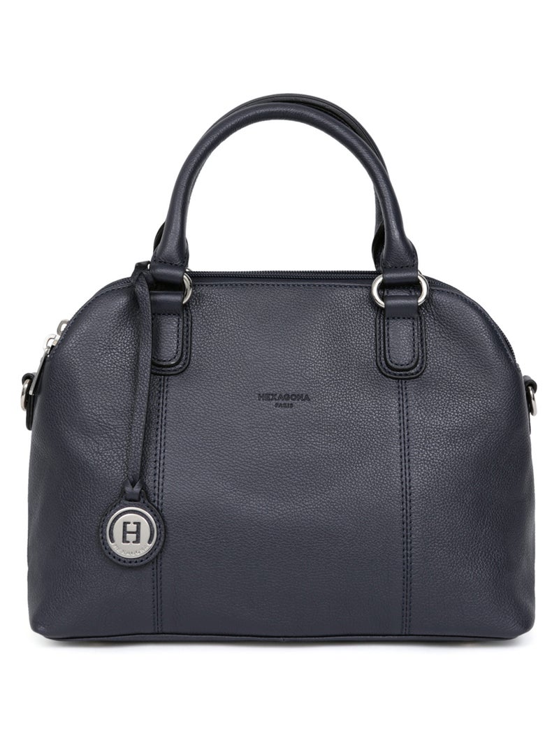 Sac porté main 2 poignées  Cuir CONFORT Bleu marine - Kiabi