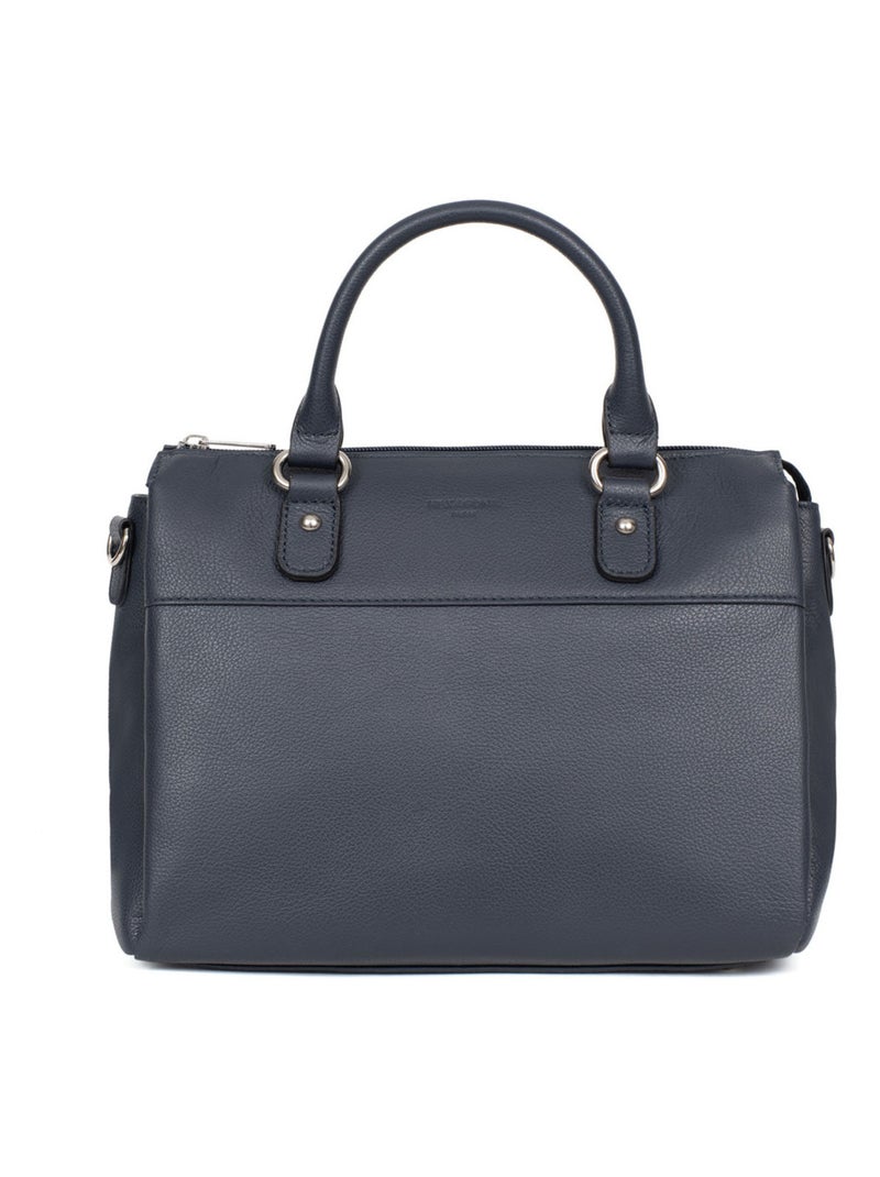 Sac porté main 2 poignées  Cuir CONFORT Bleu marine - Kiabi