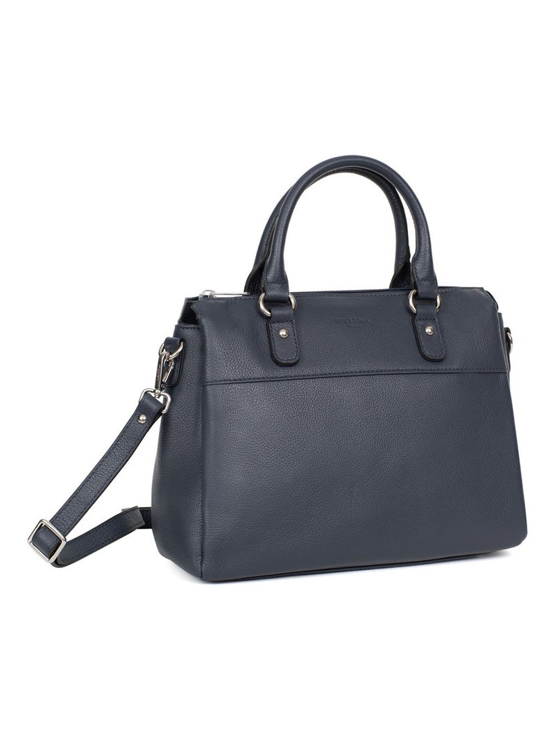 Sac porté main 2 poignées  Cuir CONFORT Bleu marine - Kiabi