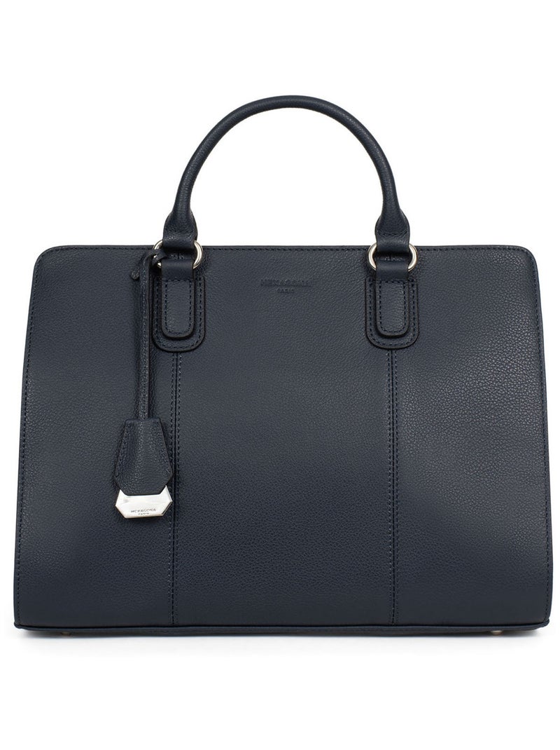 Sac porté main 2 poignées  Cuir CONFORT Bleu marine - Kiabi