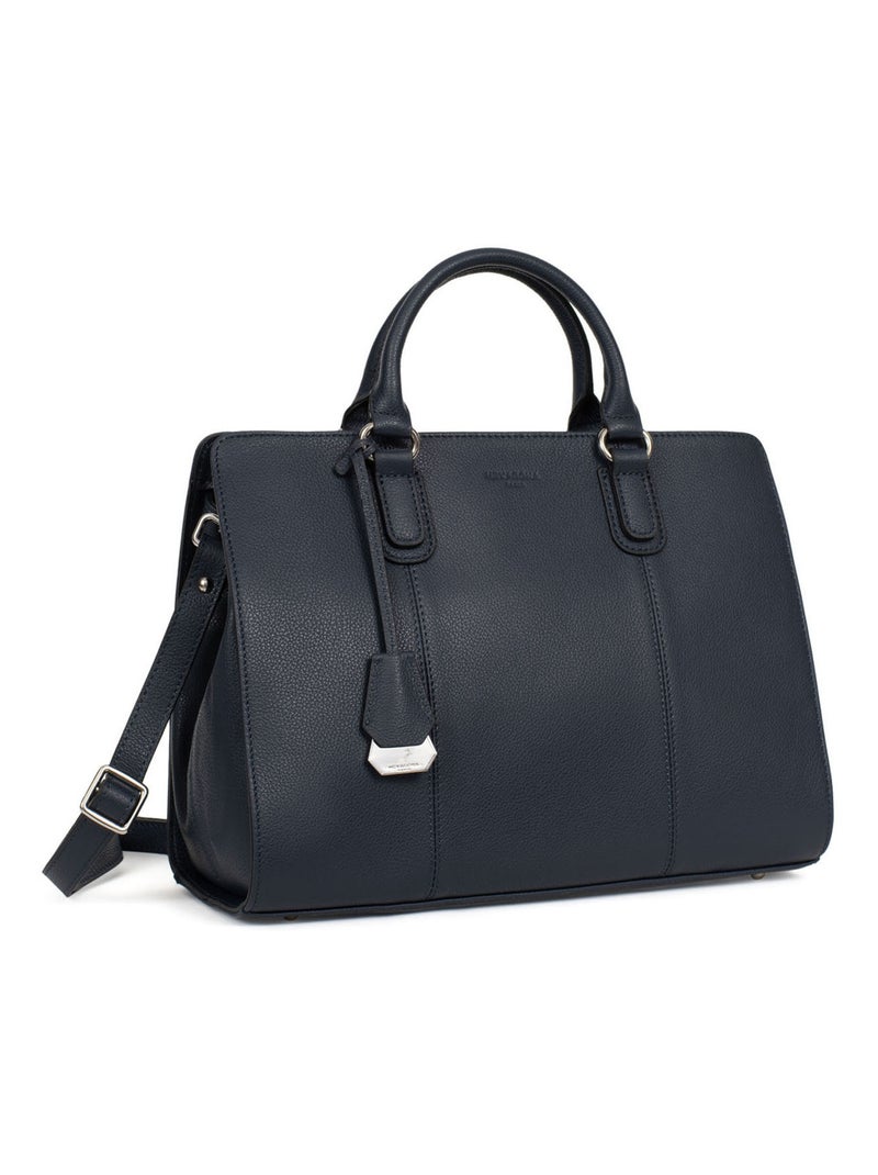Sac porté main 2 poignées  Cuir CONFORT Bleu marine - Kiabi