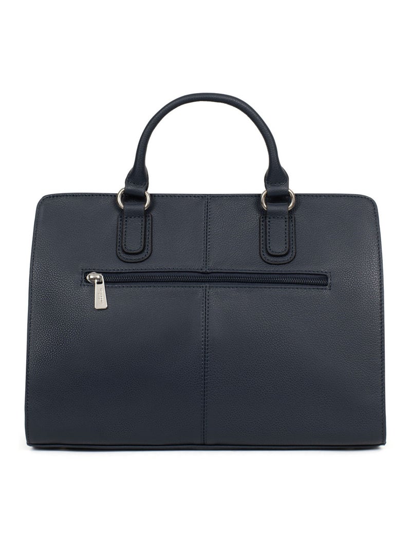 Sac porté main 2 poignées  Cuir CONFORT Bleu marine - Kiabi