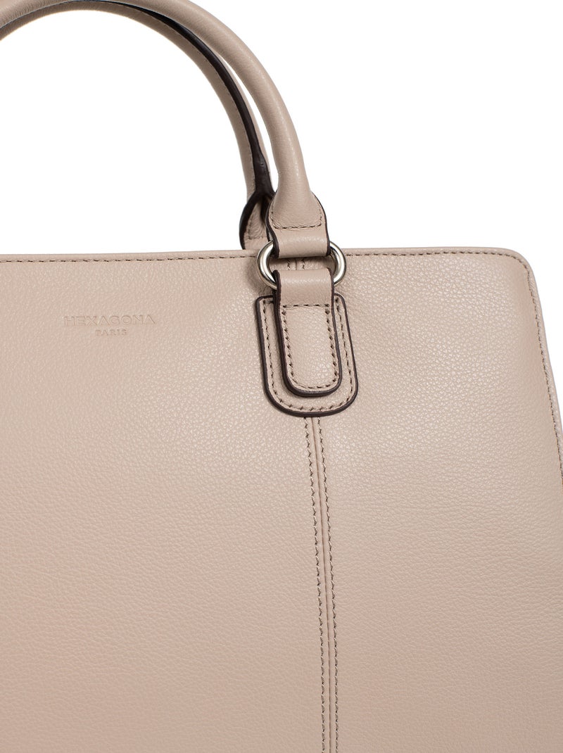 Sac porté main 2 poignées  cuir confort hexagona Beige - Kiabi