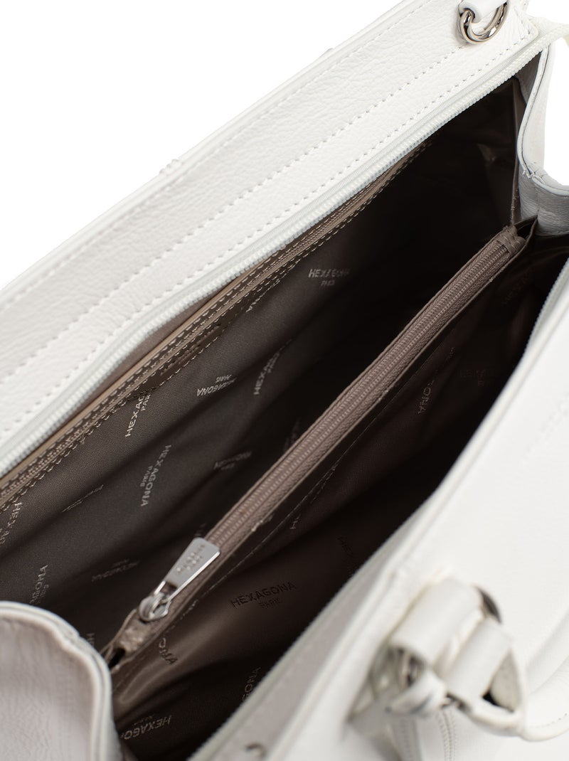 Sac porté main 2 poignées  cuir confort hexagona Blanc - Kiabi