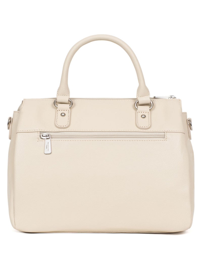 Sac porté main 2 poignées  cuir confort hexagona Ivoire - Kiabi