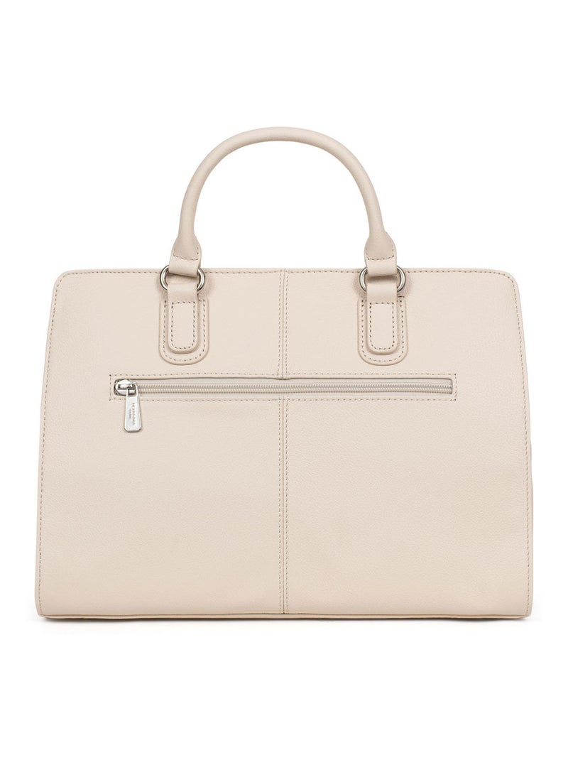 Sac porté main 2 poignées  cuir confort hexagona Ivoire - Kiabi