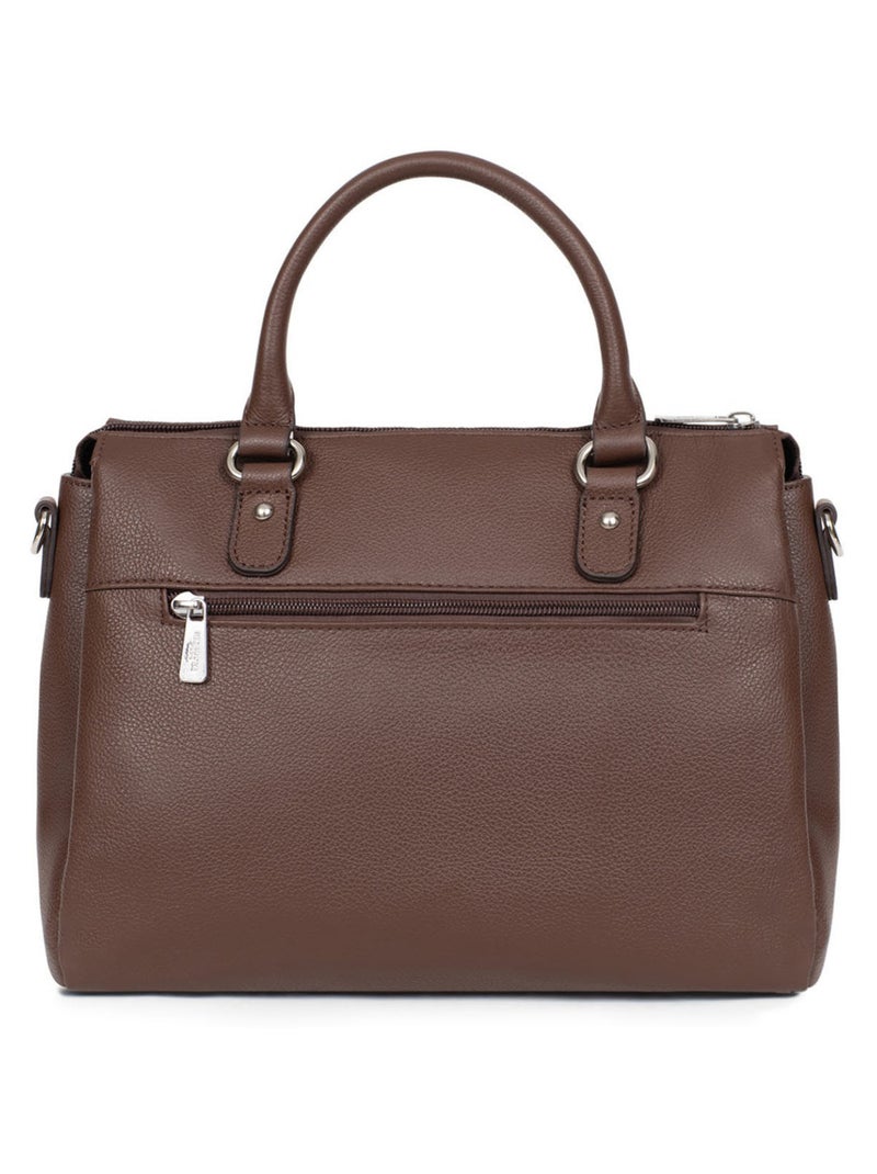 Sac porté main 2 poignées  cuir confort hexagona Marron chocolat - Kiabi