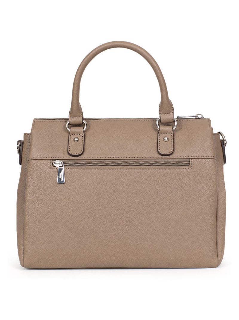 Sac porté main 2 poignées  cuir confort hexagona Marron clair - Kiabi