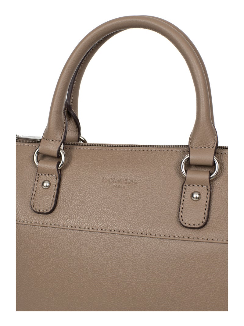 Sac porté main 2 poignées  cuir confort hexagona Marron clair - Kiabi