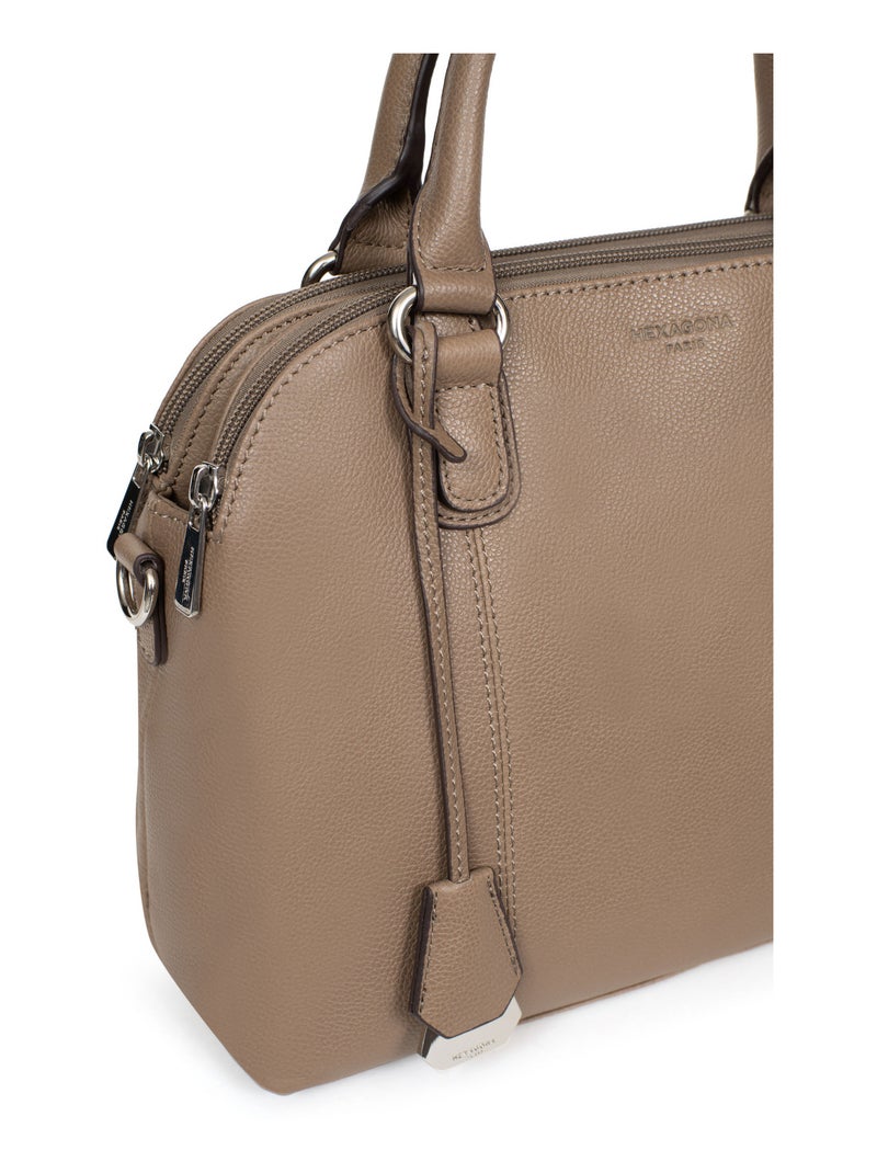 Sac porté main 2 poignées  cuir confort hexagona Marron glacé - Kiabi