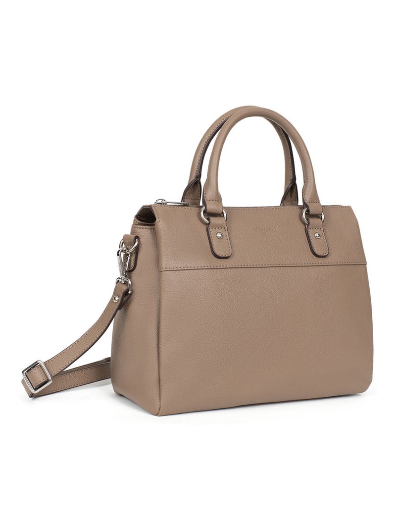 Sac porté main 2 poignées  cuir confort hexagona Marron glacé - Kiabi