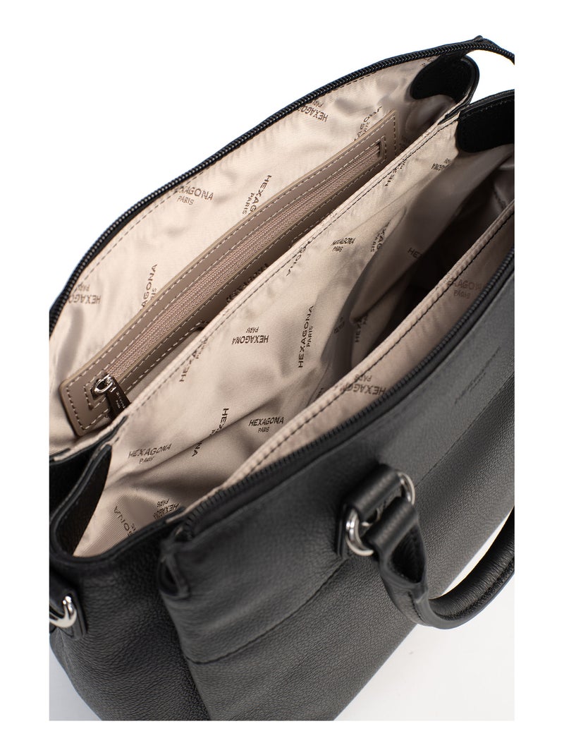 Sac porté main 2 poignées  cuir confort hexagona Noir - Kiabi