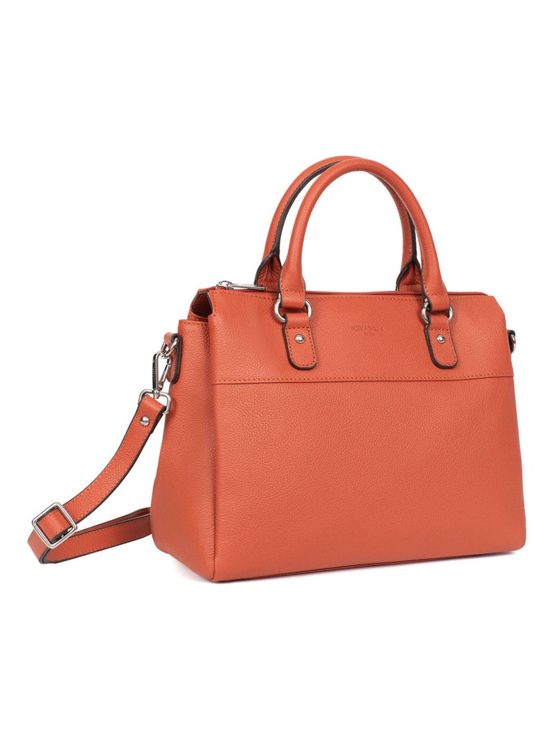 Sac porté main 2 poignées  cuir confort hexagona Orange - Kiabi