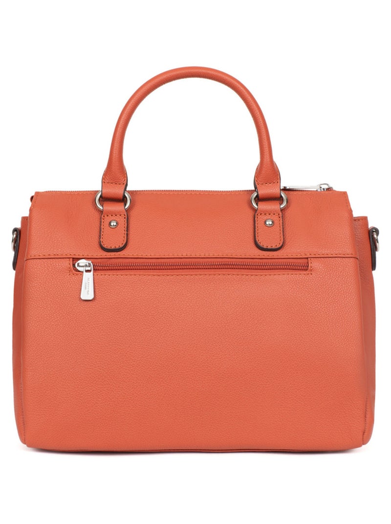 Sac porté main 2 poignées  cuir confort hexagona Orange - Kiabi