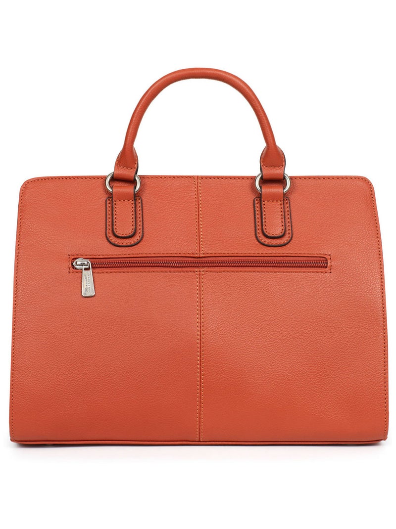 Sac porté main 2 poignées  cuir confort hexagona Orange - Kiabi