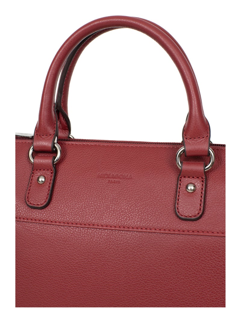 Sac porté main 2 poignées  cuir confort hexagona Rouge foncé - Kiabi