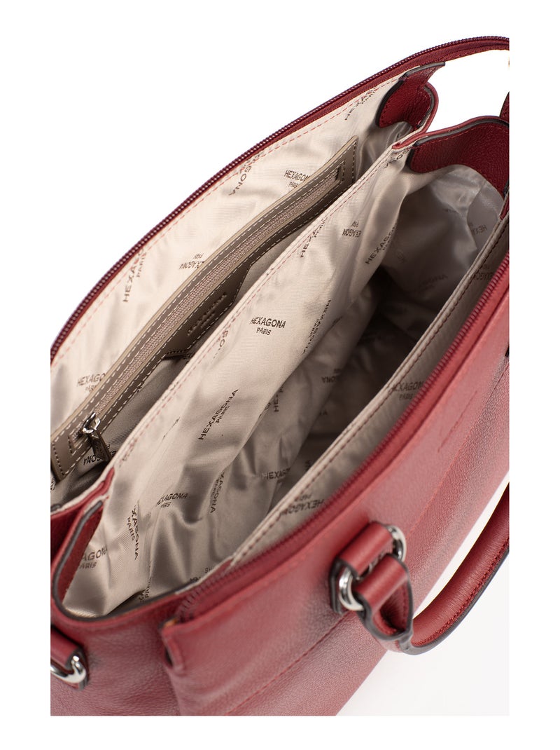 Sac porté main 2 poignées  cuir confort hexagona Rouge foncé - Kiabi