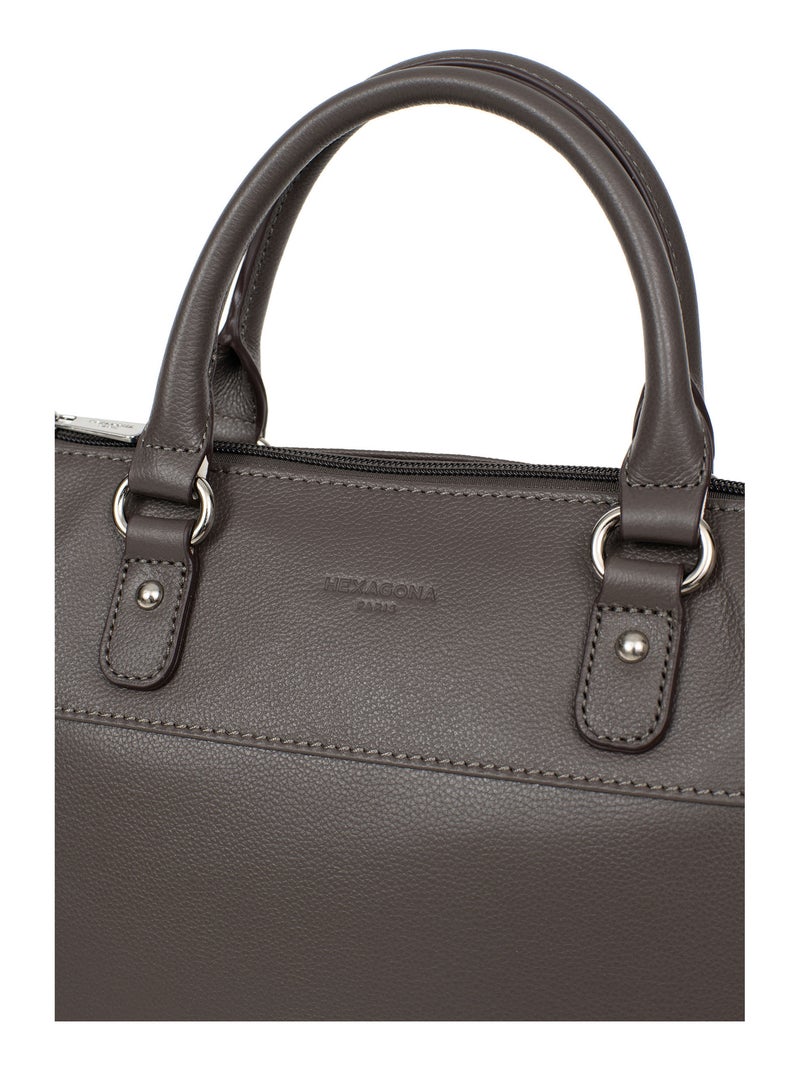 Sac porté main 2 poignées  cuir confort hexagona Taupe - Kiabi