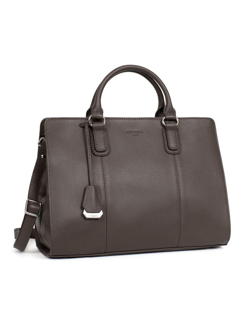 Sac porté main 2 poignées  cuir confort hexagona Taupe - Kiabi