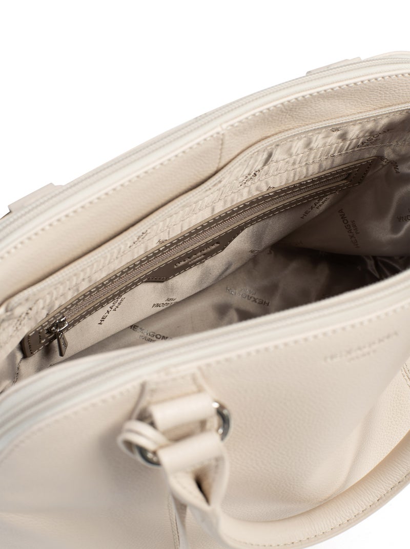 Sac porté main 2 poignées  Cuir CONFORT Ivoire - Kiabi