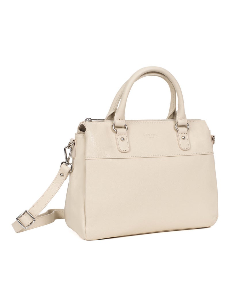 Sac porté main 2 poignées  Cuir CONFORT Ivoire - Kiabi