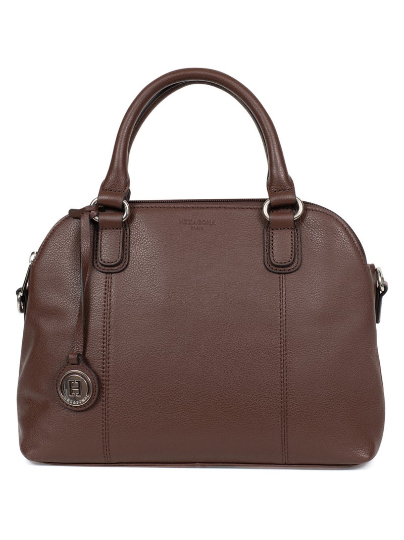 Sac porté main 2 poignées  Cuir CONFORT Marron chocolat - Kiabi