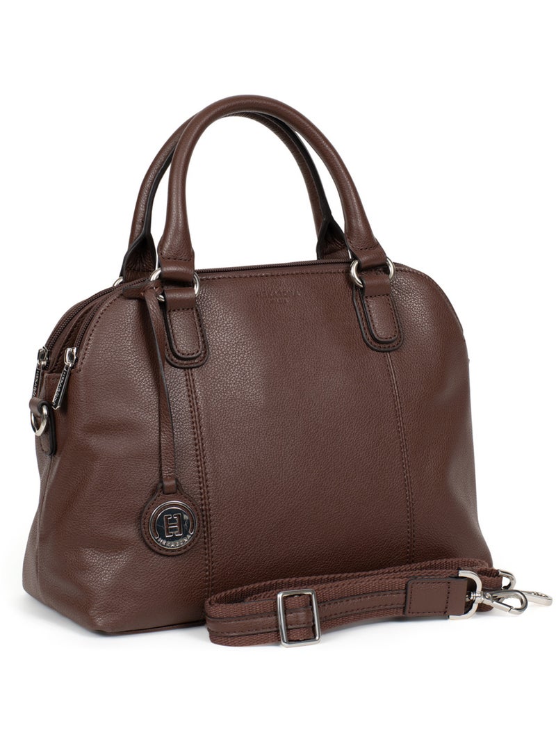 Sac porté main 2 poignées  Cuir CONFORT Marron chocolat - Kiabi