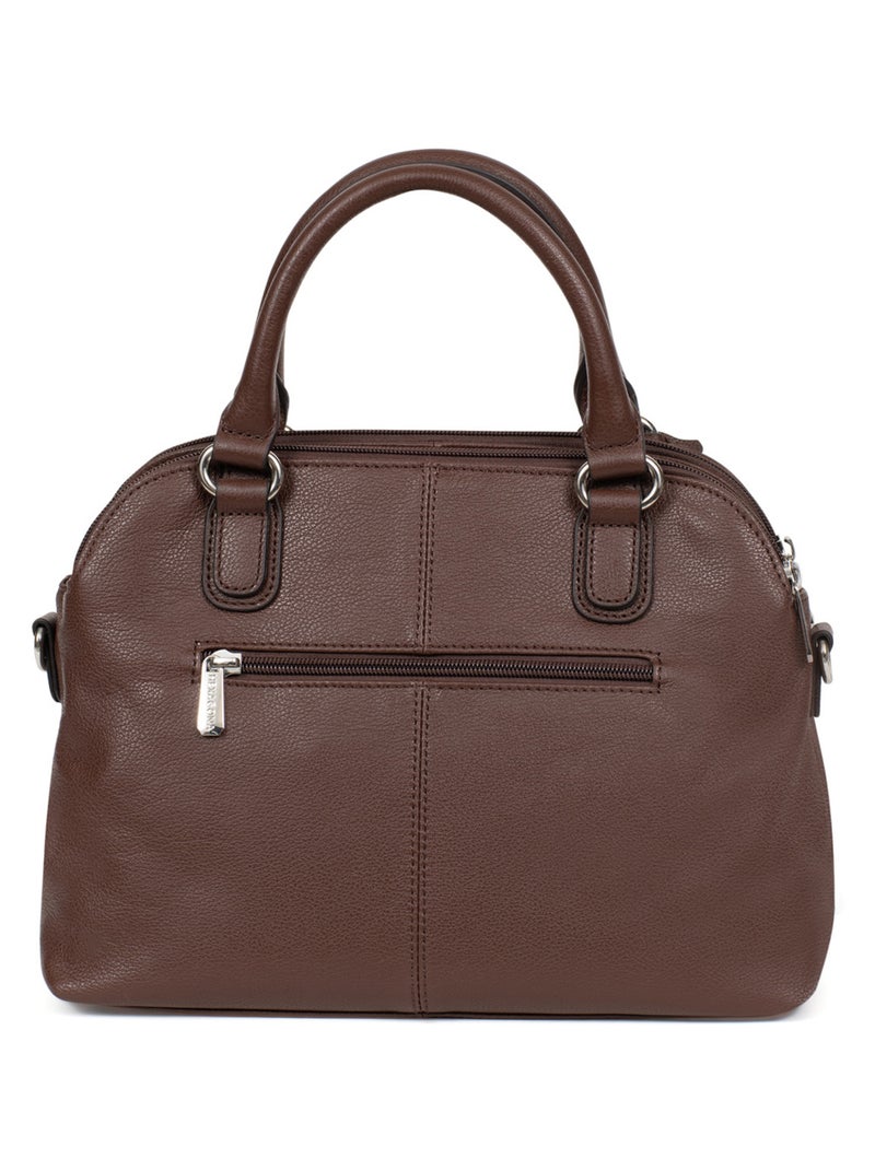 Sac porté main 2 poignées  Cuir CONFORT Marron chocolat - Kiabi