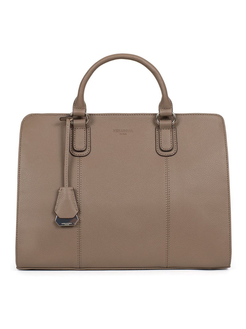 Sac porté main 2 poignées  Cuir CONFORT Marron clair - Kiabi