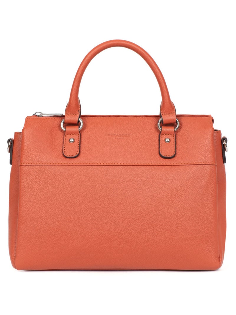 Sac porté main 2 poignées  Cuir CONFORT Orange - Kiabi